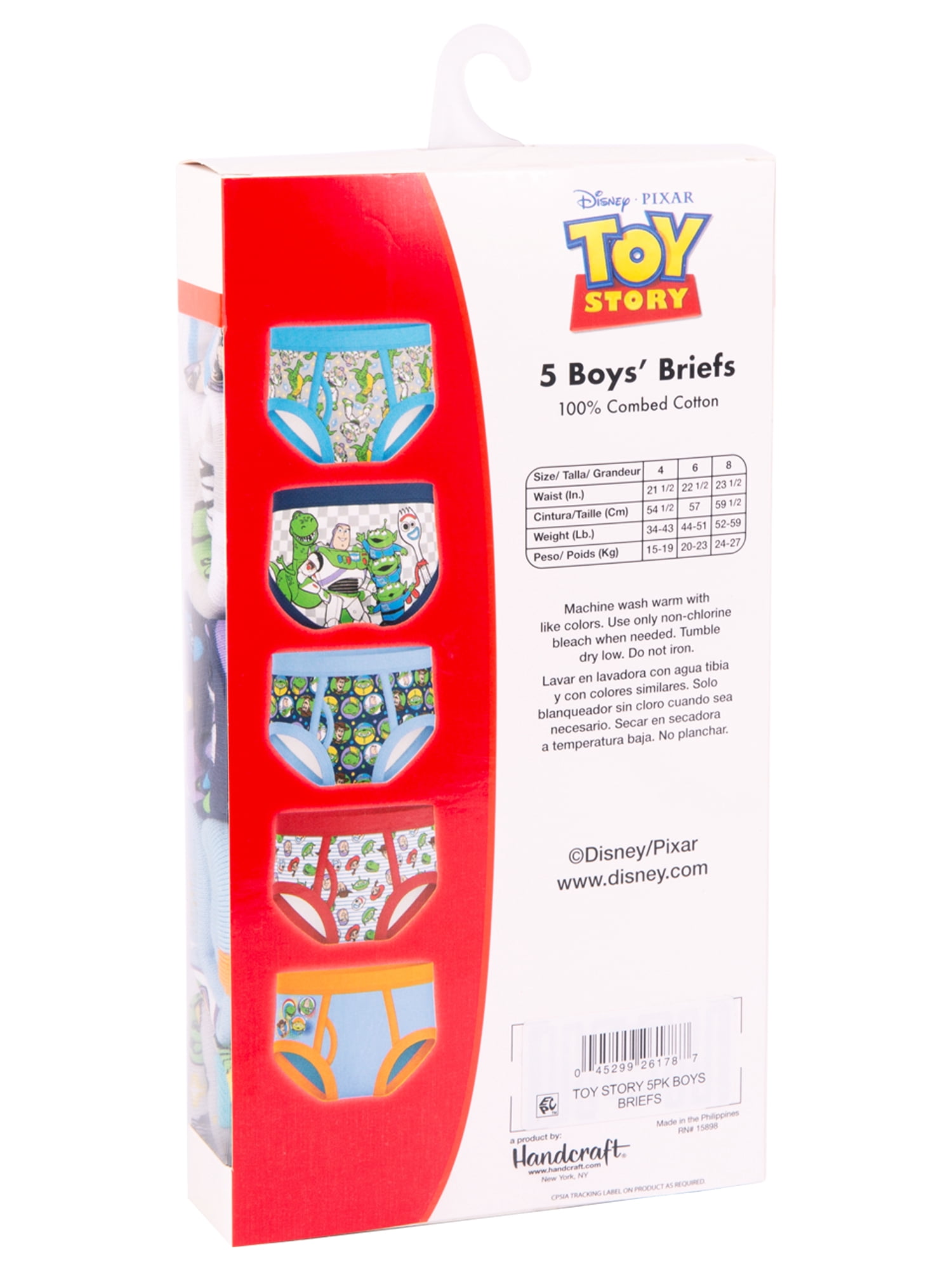 Toy Story Boys Cotton Brief Character Underwear, 5 pack, Size 4 to 8