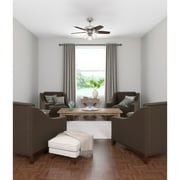 Hunter 42 inch Indoor Ceiling Fan with LED Lights - Ceiling Fan with Pull Chain, For Bedroom or Living Room, Standard Mount, No Remote, 5 Blades, Includes Bulbs - Builder 52106, Brushed Nickel
