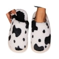 thumbnail image 4 of Gaexia Couples Men Women On Furry Flat Home Winter Round Toe Keep Warm Prints Slippers Shoes - w30-Black, 4 of 6