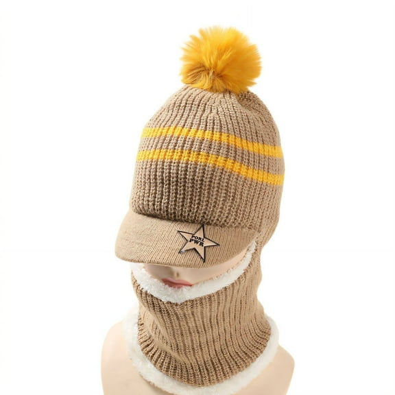 TELOLY Kids Beanie,Fleece Lining Kids Winter Hat,Warm Hat for Boys and Girls Kids Winter Hat,Khaki