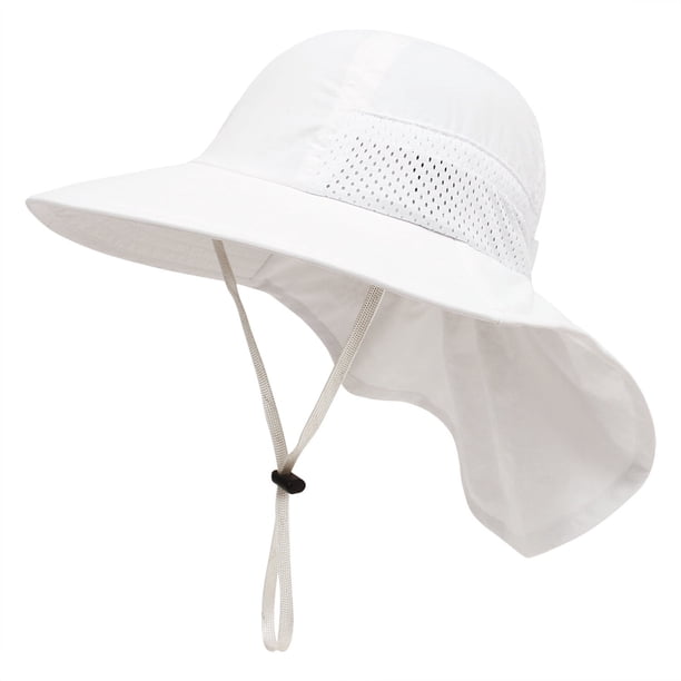Sombrero para el sol de verano para niños y niñas, con protección UPF 50+, ala ancha, cuello y solapa, ideal para jugar en la playa, de 3 a 24 meses