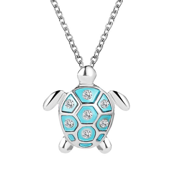 Fiaya Women Turtle Pendant Imitation Opal Necklace Zircon Clavicle Chain Women's Jewellery Gift Accessories, Durable Design