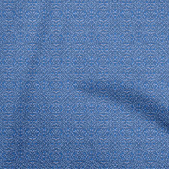 oneOone Cotton Cambric Medium Blue Fabric Floral Sewing Material Print Fabric By The Yard 42 Inch Wide