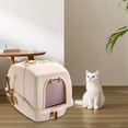 thumbnail image 6 of Enclosed Cat Litter Box Covered Cat Toilet Provides Privacy Hollow Pedal with Front Door Flap Leakproof Portable Kitten Potty , khaki, 6 of 9