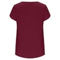 thumbnail image 5 of Summer Saving Wycnly Womens Shirts Comfy Lightweight Petal Sleeve Pleated Swing Tunic Tops Summer Short Sleeve Round Neck Ladies Solid Tops and Blouses Wine s, 5 of 6