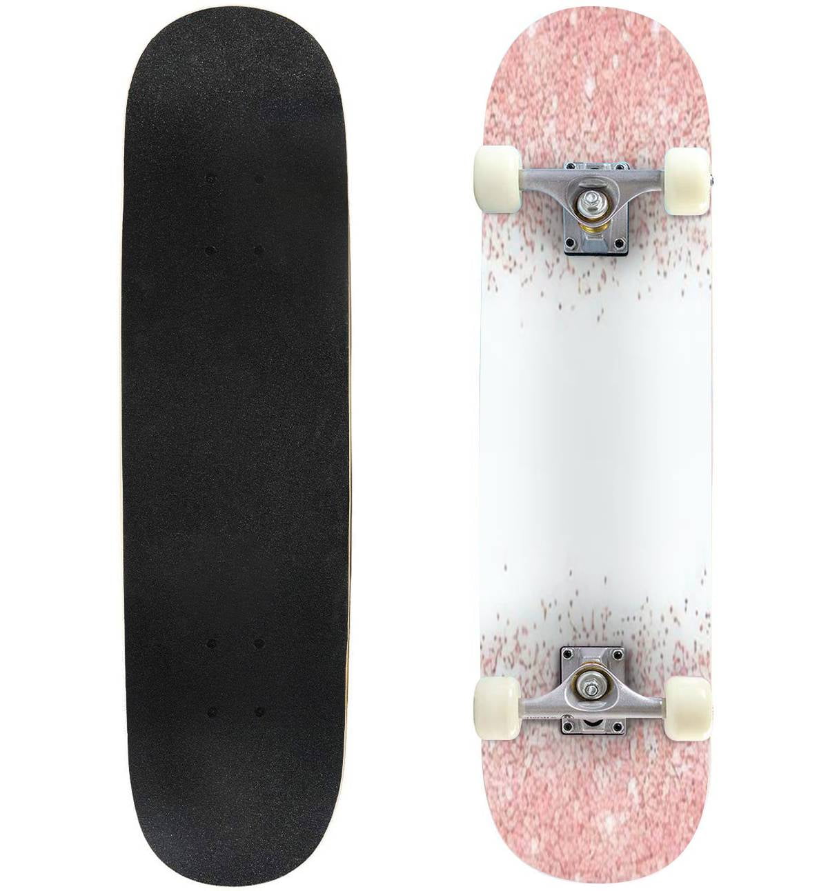 Rose gold glitter scattered on white background Vector Outdoor Skateboard Longboards 31'x8' Pro Complete Skate Board Cruiser