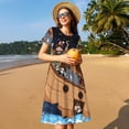 thumbnail image 4 of Balery Ocean Scene with Noah's Ark Vestidos sueltos de manga corta para mujer, vestidos de verano 2025, vestidos casuales de corte A con vuelo., 4 of 6