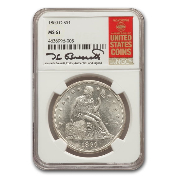 1860-O Liberty Seated Dollar MS-61 NGC