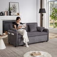 thumbnail image 4 of Oversized 66" Sleeper Sofa with Pull-Out Bed, 3-in-1 Convertible Sofa Bed with Storage Pockets for Living Room, Grey, 4 of 7
