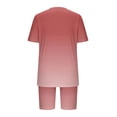 thumbnail image 4 of Two Piece Lounge Sets for Women Summer Plus Print V-neck Short Sleeved Top And Pants Home Suit Set, 4 of 5
