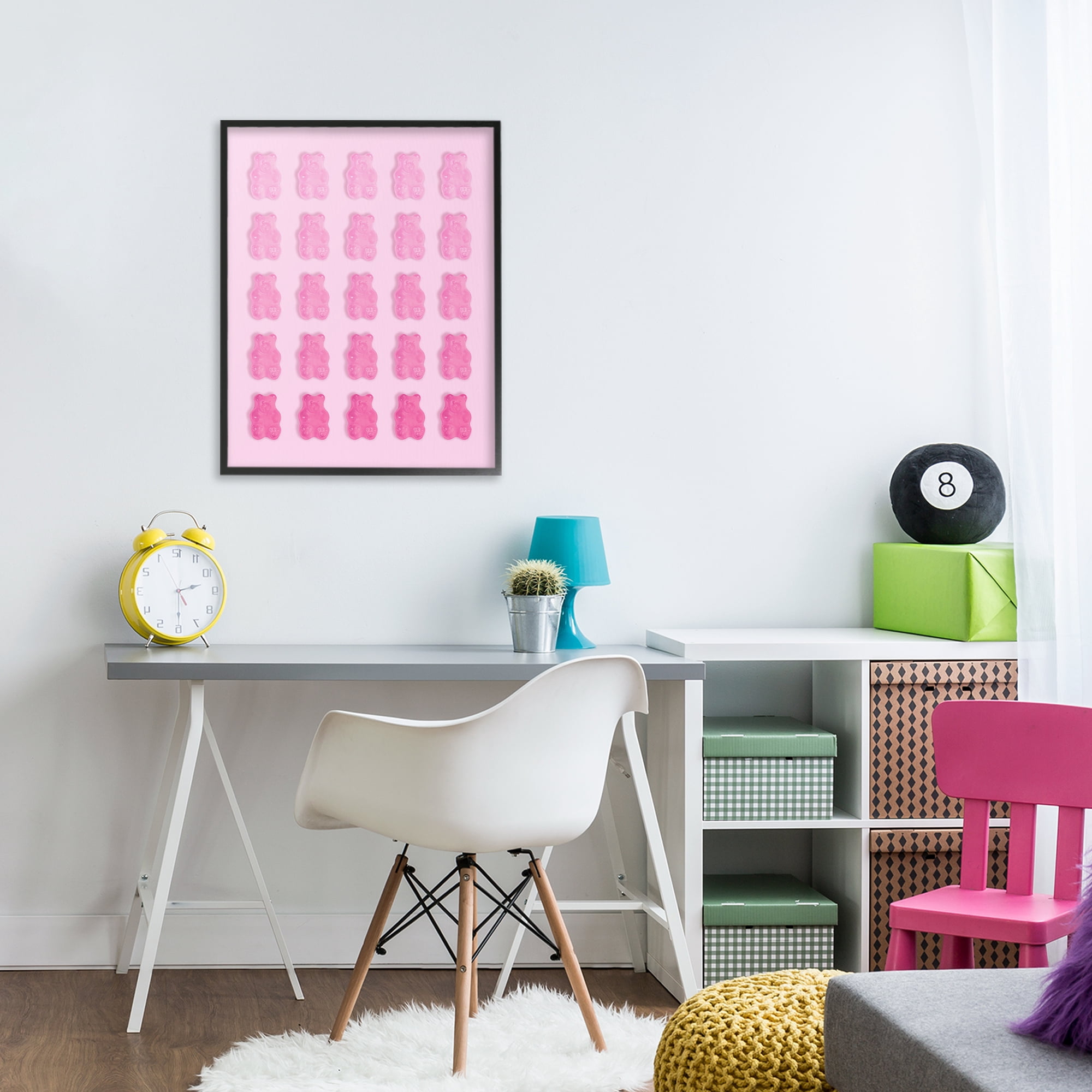 Stupell Industries Gradient Pastel Pink Bears Black Framed Giclee Art, design by LISH Creative