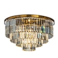 thumbnail image 2 of 8-Lights Mid-Century Modern Antique Gold 4-Tier Round Fringe Crystal Flush Mount, 2 of 7