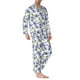 thumbnail image 2 of Balery Blue Flax Flowers Pijama para Hombre de Dos Piezas con Manga Larga, Conjunto de Dormir y Descanso Suave con Bolsillos-Medium, 2 of 7
