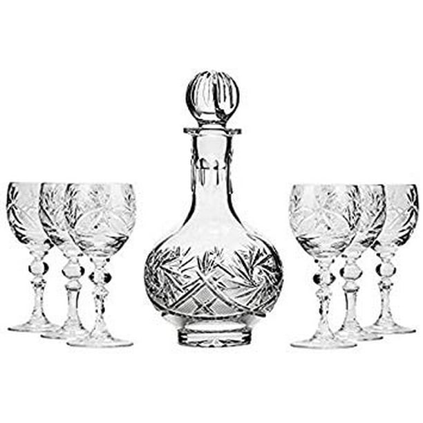 Neman 16 Oz Crystal Decanter And 2 Oz Shot Glasses Carafe With Stopper And 6 Stemmed Vodka Liquor Glasses 7 Pcs Walmart Com Walmart Com