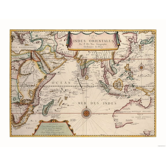 Historic Map - Asia - Val 1677 - 30.01 x 23 - Vintage Wall Art