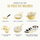 thumbnail image 4 of Juego de utensilios de cocina de agarre suave de 16 piezas, no tóxicos, sin PFAS, cerámica antiadherente, freír, salsa, saltar, tapas de vidrio, asas, 4 of 8