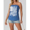 thumbnail image 3 of JWD Women's Floral Tube Tops Casual Summer Backless Strapless Top Sleeveless Bandeau Tanks Shirt Blue White Flag S, 3 of 5