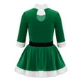 thumbnail image 4 of TiaoBug Kids Girls Christmas Figure Ice Skating Dress Santa Velvet 3/4 Sleeves Tutu Dress Holiday Performance Green 8, 4 of 7