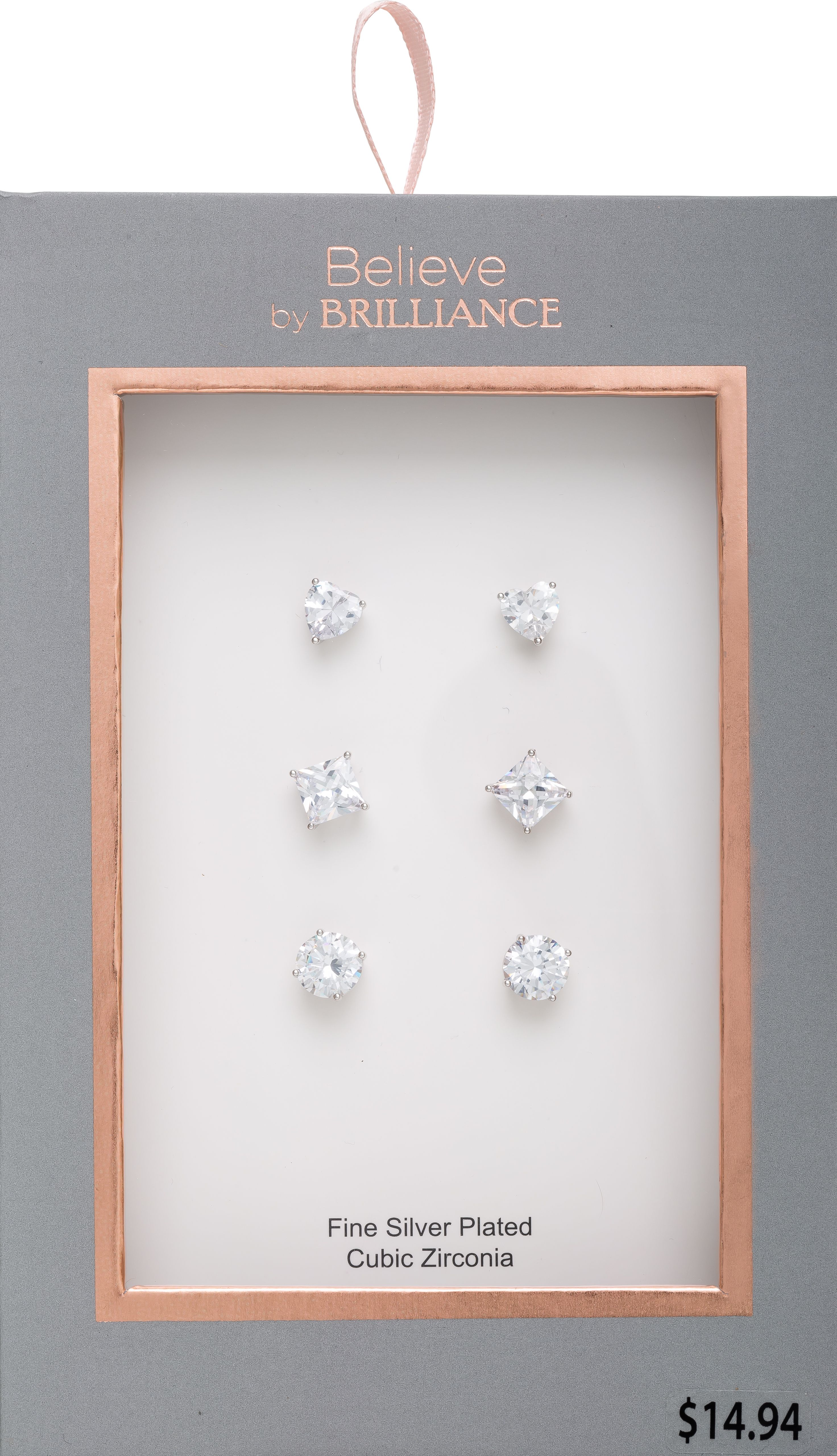 Believe by Brilliance Women's Silver-Plated CZ Earring Set photo 4