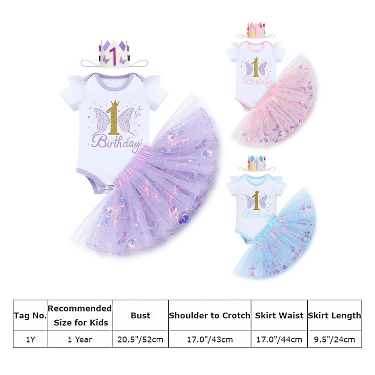 IBTOM CASTLE Baby Girl 1st Birthday Outfit Sequin Butterfly Romper Tutu  Skirt Headband Clothes for Cake Smash Photo Shoot 1 Year Blue Butterfly