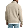 thumbnail image 4 of Huankd Men Quarter Zip Pullover Sweaters Casual Stand Collar Thermal Long Sleeve Sweatshirt 1/4 Zipper Winter Warm Polo Sweater Khaki S, 4 of 5