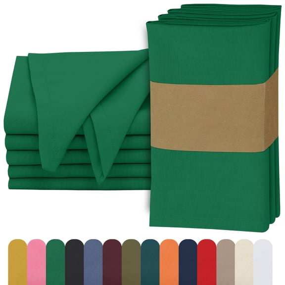 Cotton napkins set of 6, 18x18 inches cloth napkins washable and durable, perfect for dining, weddings, parties, thanksgiving, Christmas, green