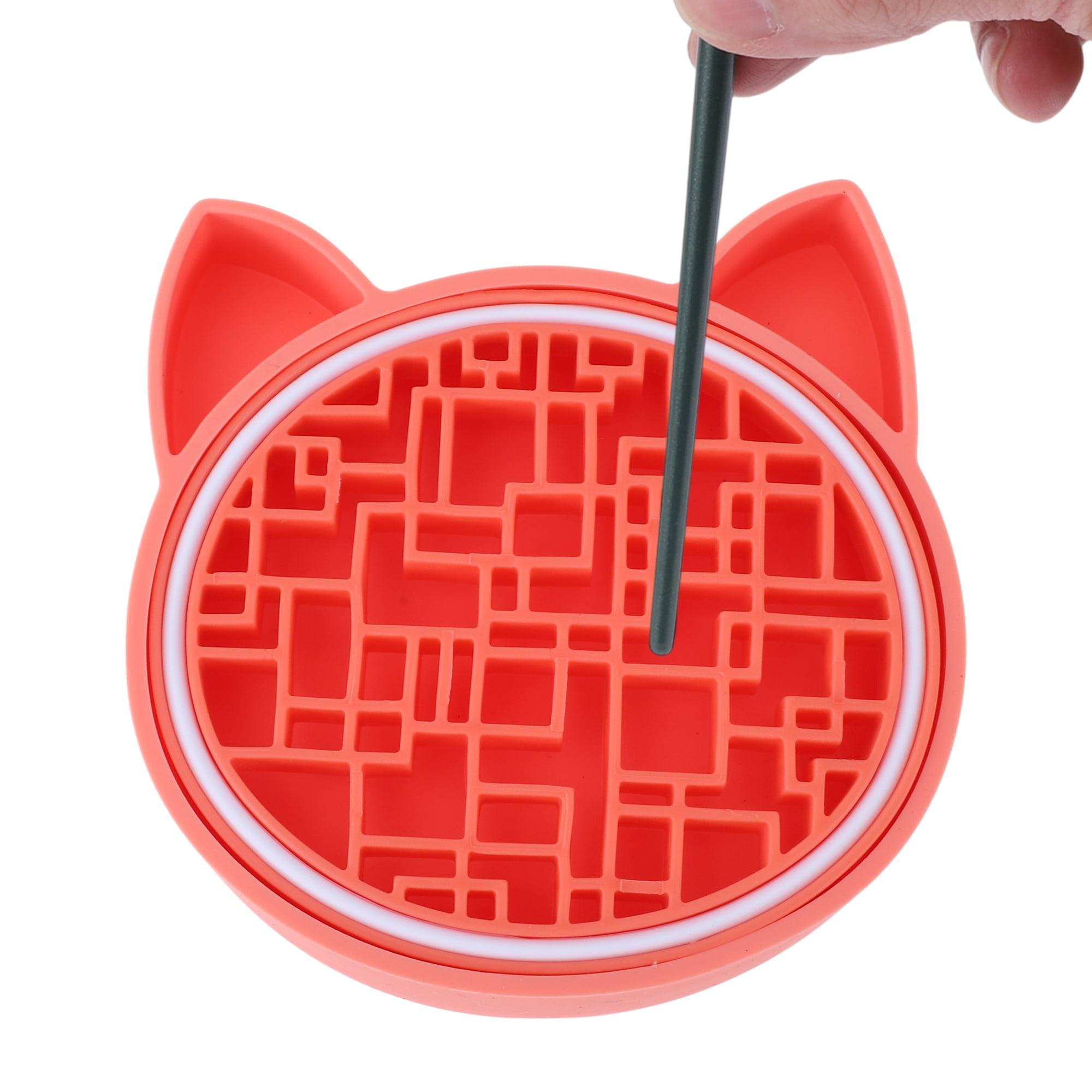 Unique Bargains 1Pc Durable Convenient Cute Cat Shape Makeup Brush Storage Cleaner Orange