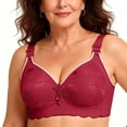 thumbnail image 2 of Feancey Wireless Full Coverage Bra for Older Women High Support Comfort Bra Adjustable Strap Everyday Brassiere Breathable Minimizer Bras Red 40, 2 of 10