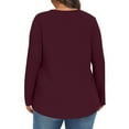 thumbnail image 4 of tarylea Plus Size Tops for Women Crew Neck Chest Pleated Tunic Solid Color Long Sleeve Shirts Casual Loose Fall Basic Dailywear Tops, 4 of 7