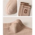 thumbnail image 7 of Women's 4-Pair Pack Ribbed Cotton Crew Socks with Striped Cuffs and G Letter Detail in Neutral Athletic Color Combinations - 4 pcs-D, 7 of 7