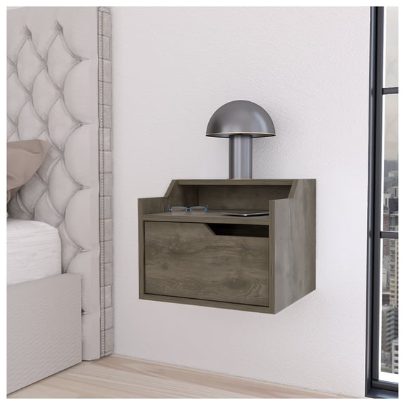 Floating Nightstand with Drawer & Shelf - Modern Wall Mounted Bedside Table - Bedroom Storage - Multiple Finishes