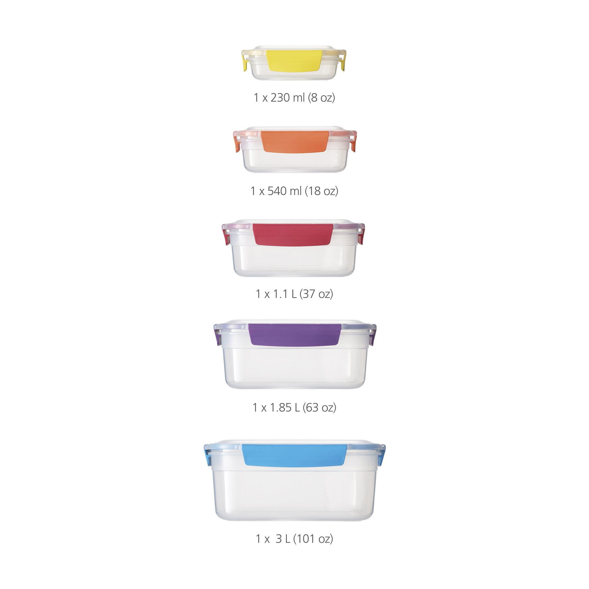 Joseph Joseph Nest Lock Plastic BPA Free Food Storage Container Set with Lockable Airtight Leakproof Lids, 10-Piece, Multi-Color C34
