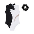 thumbnail image 4 of dPois Kids Girls Sleeveless Ballet Dance Gymnastics Leotard with Hair Band Sets Black 10, 4 of 5