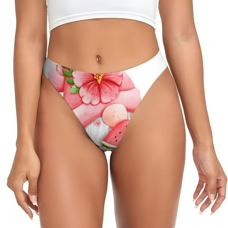 Sigee Watercolor Tropical Gnomes for Women s G-String Panty  Low Rise  Soft Lace Perfect for Everyday Wear or Special Occasions-Medium