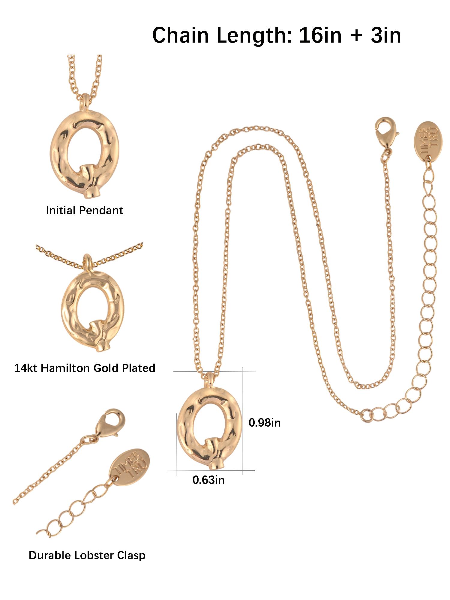 Time and Tru Goldtone Hammered Initial "Q" Pendant Necklace