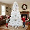 thumbnail image 3 of 6.5 FT Prelit Artificial Christmas Tree, Battery Operated Xmas Tree with 818 Branch Tips & 250 Warm White LED Lights, Easy Setup Artificial Tree for Indoor Outdoor Decor, White, 3 of 7