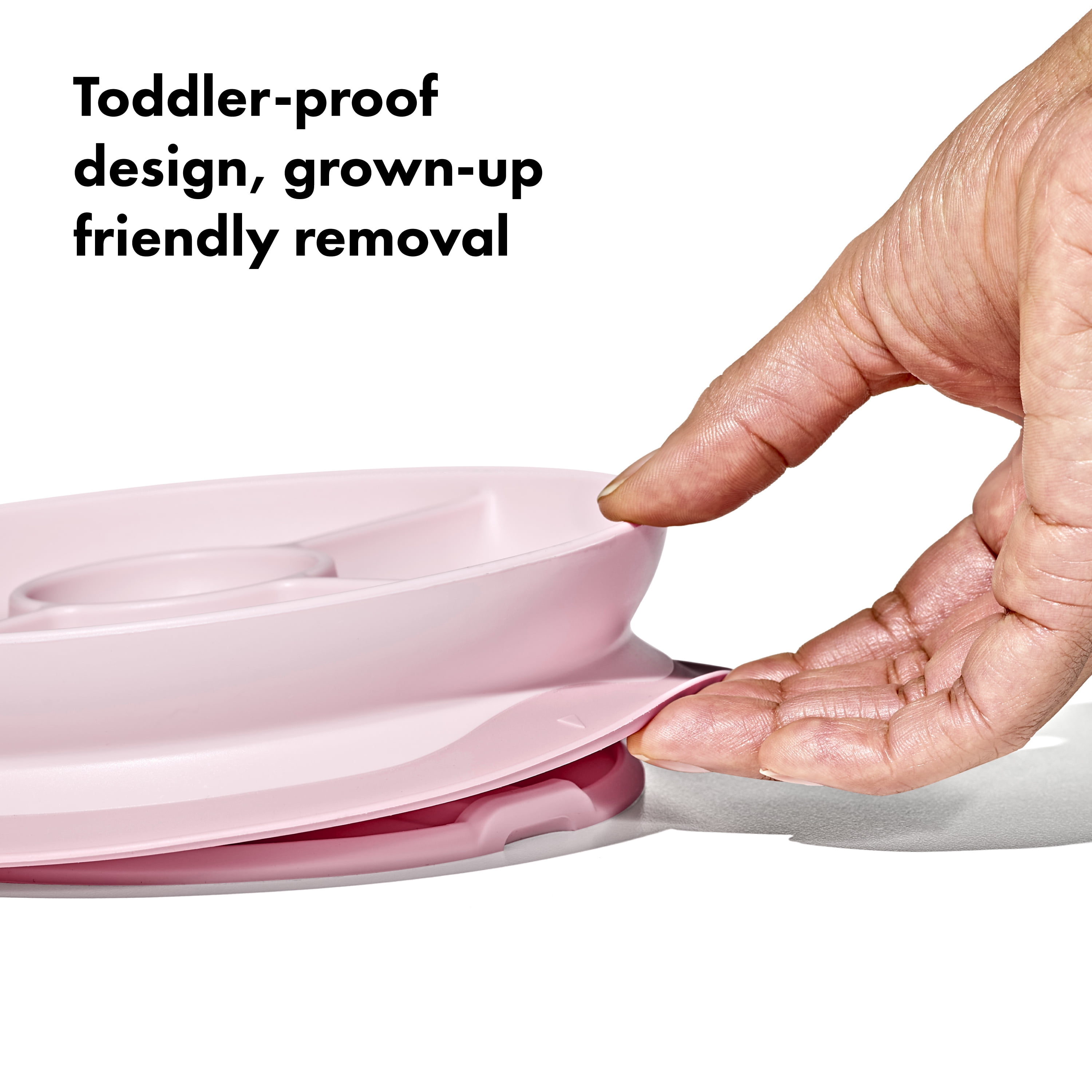 OXO Tot Baby and Toddler Stick and Stay Suction Divided Plate for 6+ Months - Blossom