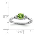 thumbnail image 2 of Solid 925 Sterling Silver Diamond and Peridot Green August Gemstone Round Engagement Ring Size 7 (.02 cttw.), 2 of 3