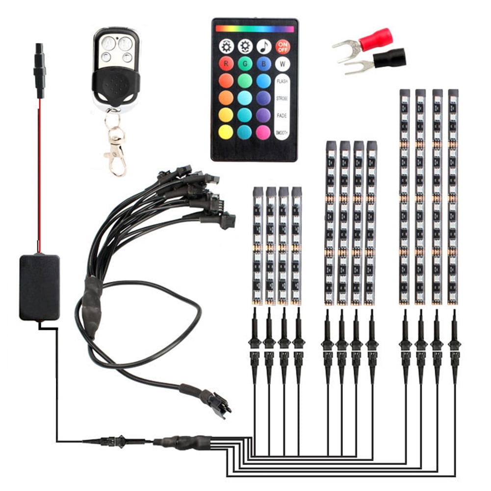 RUSR 12pcs/set Motorcycle RGB LED Strip Kit RF+Voice Control Underglow  Lights - Walmart.com