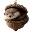 thumbnail image 1 of Adornos de animales del bosque con bellotas, colgantes de acrílico en 2D con forma de piña y animales para el árbol de Navidad, adornos navideños acogedores para la decoración del hogar, 1 of 7