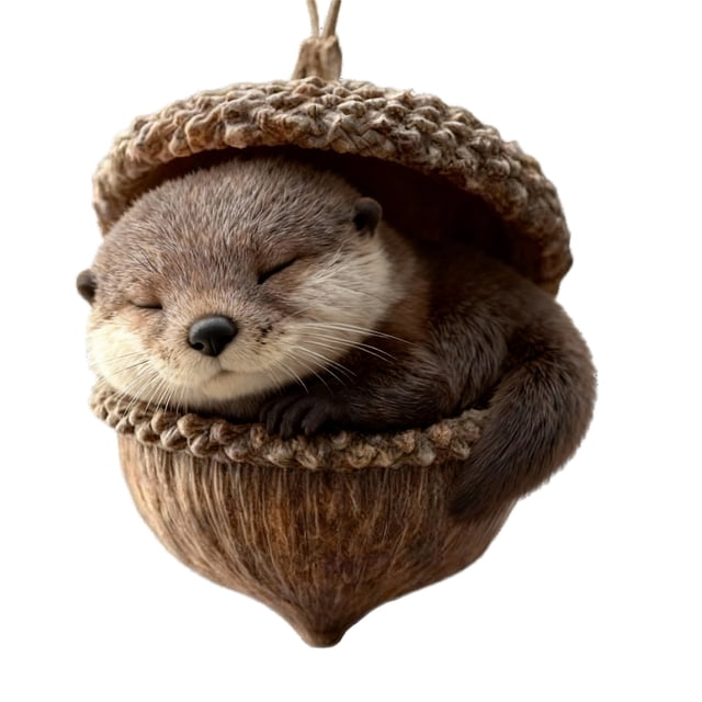 Adornos de animales del bosque con bellotas, colgantes de acrílico en 2D con forma de piña y animales para el árbol de Navidad, adornos navideños acogedores para la decoración del hogar