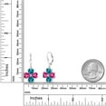 thumbnail image 2 of Gem Stone King 925 Sterling Silver Pink Created Sapphire and London Blue Topaz Dangle Earrings for Women (7.02 Cttw, Gemstone September Birthstone, Heart Shape 6MM), 2 of 3