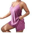 thumbnail image 4 of Xysaqa Women's Plus Size Satin Pajama Sets 3X 4X 5X, Women 2 Piece Sleepwear Sleeveless Cami Top and Shorts Comfy Womens Loungewear Sets 2025 Purple Xxxxl, 4 of 4