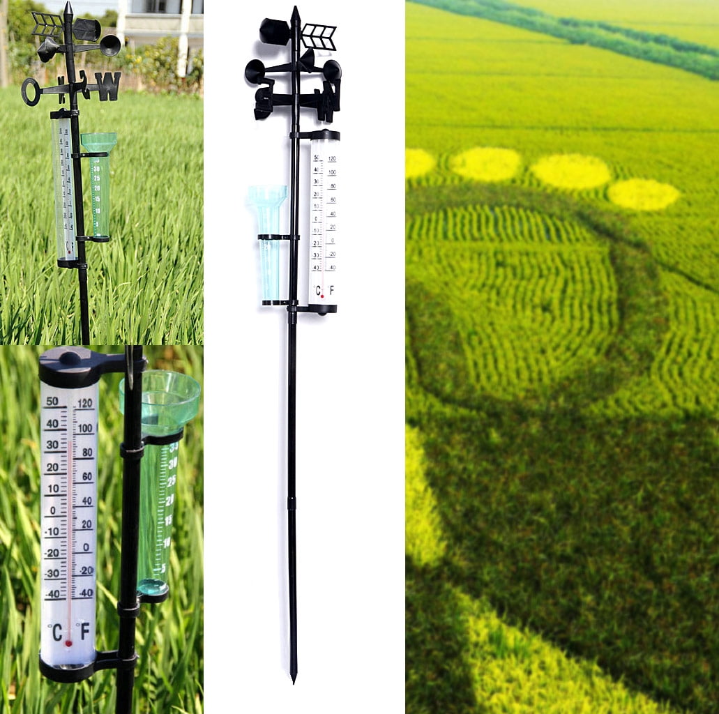 3 in 1 Weather Station Measurer Outdoor Meteorology Instrument Rain Gauge Wind Direction Meter for Outdoor Garden