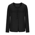 thumbnail image 5 of Aboser Womens Scoop Neck Cardigan Sweaters Button Up Blazer Jacket Business Casual Long Sleeve Suit Jackets Dressy Split Hem Outwear Plus Size Office Work Blazer, 5 of 7