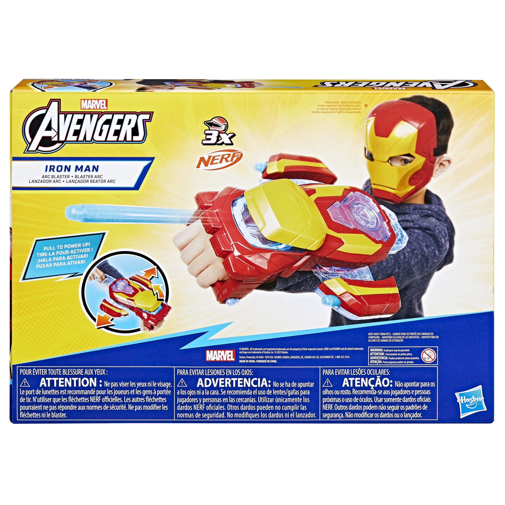Marvel Avengers Iron Man Arc Blaster Roleplay Toy with 3 NERF Darts, Ages 5+