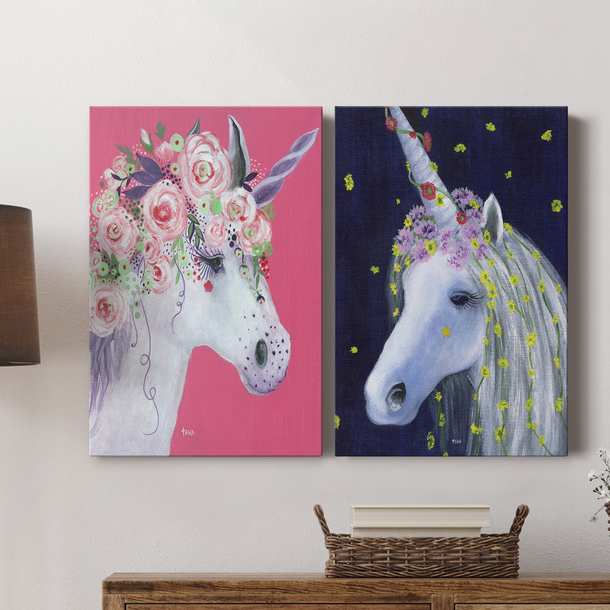Unicorn III Premium Gallery Wrapped Canvas - Ready to Hang - Set of 2 - 12 x 18 Each