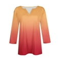 thumbnail image 4 of Orange Womens Tops 3/4 Sleeve Tops for Women Summer Notched V Neck Plain T Shirts Casual Cute Three Quarter Length Blouses Shirts for Women, 4 of 5
