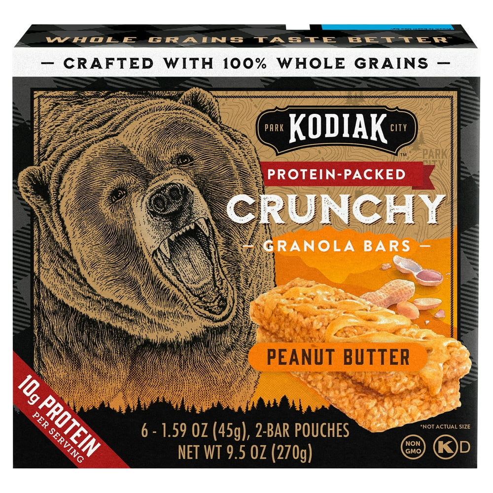 Kodiak Cakes Protein-Packed Peanut Butter Crunchy Granola Bars, 1.59 oz ...