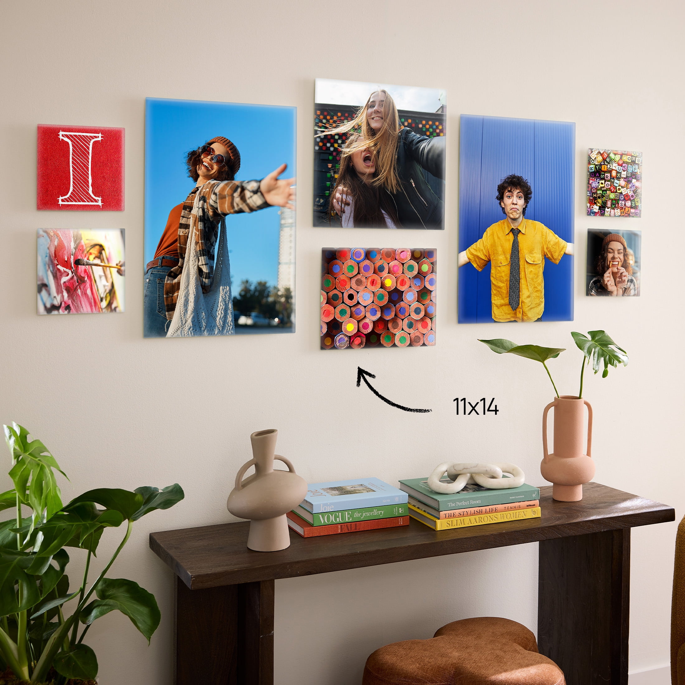 TilePix Glass Premium 11x14 Glass Picture Tile - Customizable Magnetic Photo Tile Picture Frame, Nail-Free Hanging Photo Tile